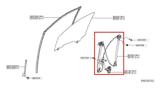 2013-2020 Nissan Pathfinder SV Front Right Side Door Window Regulator w/ Motor - Alshned Auto Parts