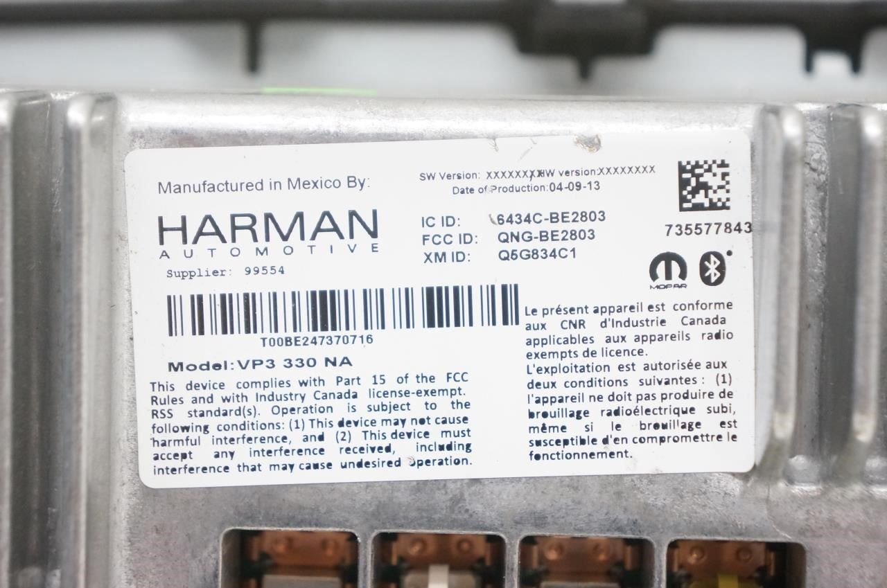 2014-16 Fiat 500 Harman Navi Audio Radio Receiver Uconnect w/ Display 735577843 - Alshned Auto Parts