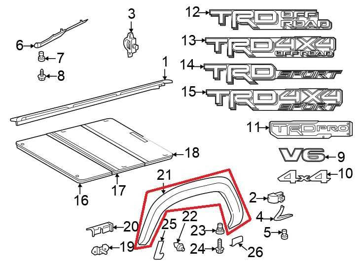 16-23 Toyota Tacoma SR5 Rear Right Quarter Panel Fender Wheel Molding 75873040901