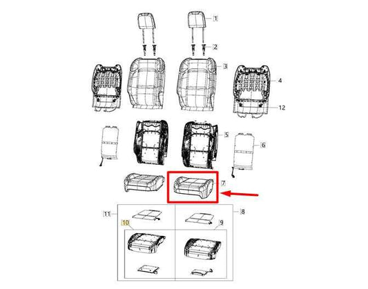 2020-2023 Jeep Gladiator Front Right Side Seat Lower Cushion 6PW36TX7AG OEM - Alshned Auto Parts