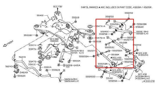 14-24 Infiniti Q50 Premium RWD Rear Suspension Passenger RH Side Control Arm Set - Alshned Auto Parts