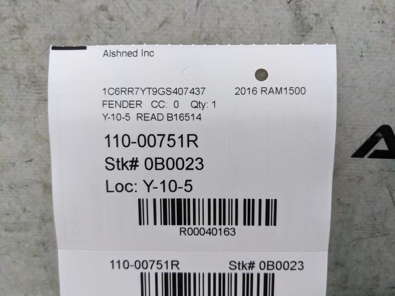 11-18 Ram 1500 Crew Cab Front Right Passenger Fender Panel 68054338AI OEM *ReaD*7