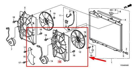 2019-22 Honda Passport S 3.5L RH Condenser Cooling Fan Motor Assy 38615-5J6-A01 - Alshned Auto Parts
