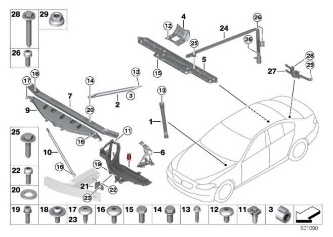 2010-15 BMW 750i xDrive Front Right Side Headlight Mount Bracket Hood Latch Lock - Alshned Auto Parts