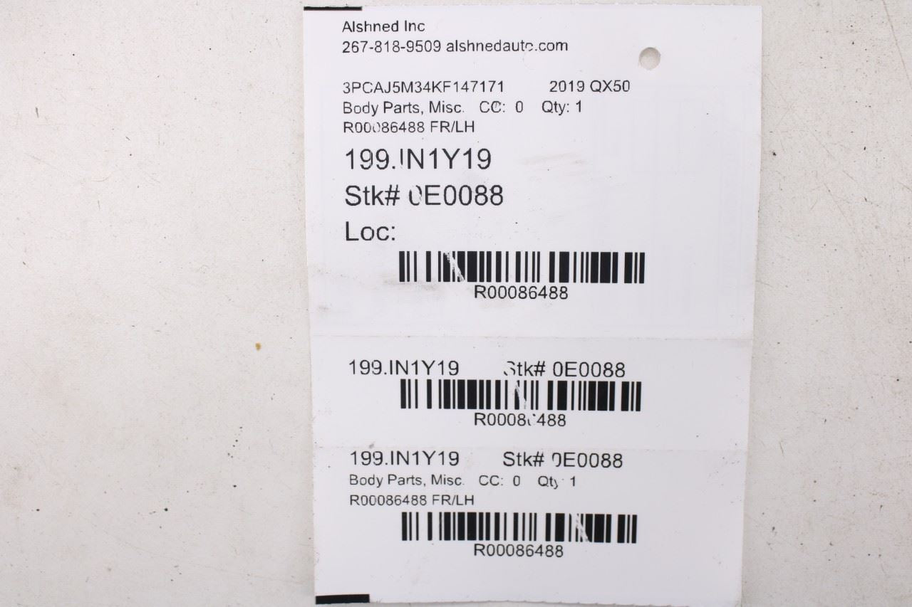 2019-25 Infiniti QX50 Essential Front Left Door Glass Run Channel Trim Belt Set - Alshned Auto Parts