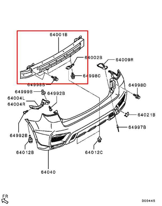 2020-25 Mitsubishi Outlander Sport SE 2.0L Rear Bumper Impact Reinforcement Bar - Alshned Auto Parts