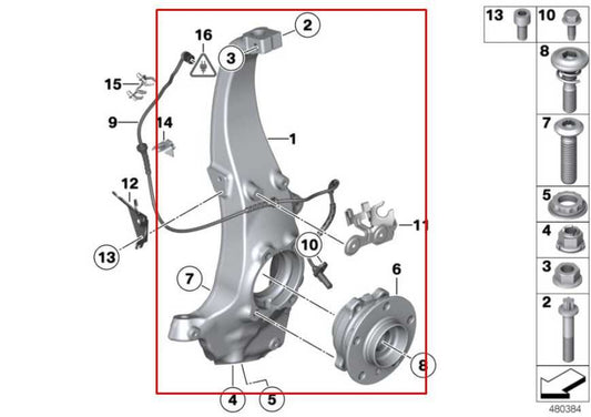 2010-2015 BMW 750Li xDrive Front Right Side Spindle Knuckle Hub 31216777750 OEM - Alshned Auto Parts