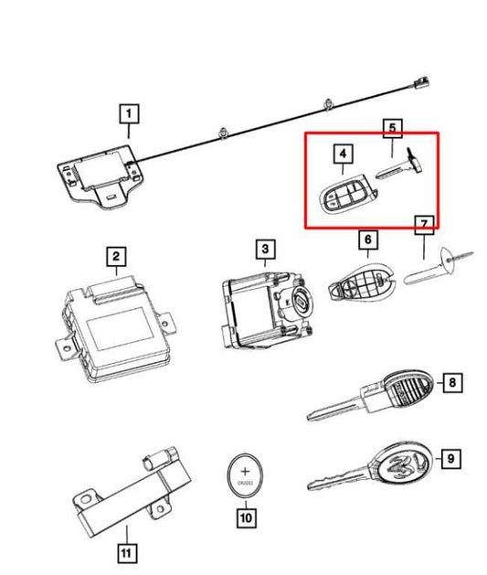13-14 Ram 1500 Laramie 5.7L Integrated Key Keyless Remote Entry Fob Transmitter - Alshned Auto Parts