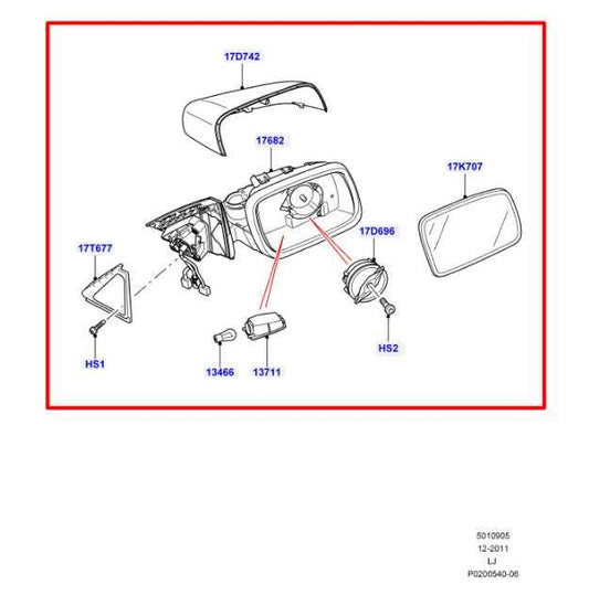2010-2012 Land Rover Range Rover HSE 5.0L 4WD Driver Left Side Rear View Mirror - Alshned Auto Parts