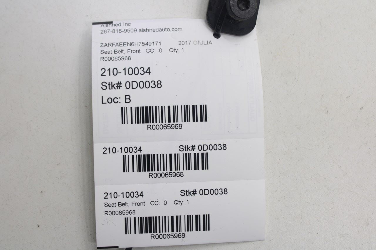 2017-2020 Alfa Romeo Giulia Ti AWD 2.0L Front Driver Left Side Seat Belt Buckle - Alshned Auto Parts