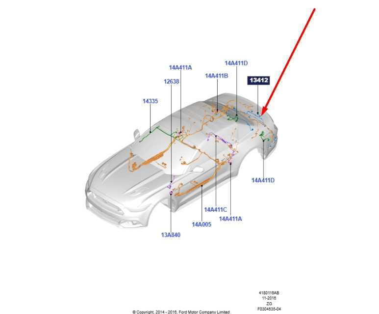 2015-2016 Ford Mustang Conv V6 Rear Tail Light Lamp Wire Harness FR3T-13412-AC1