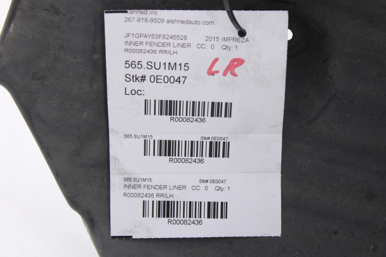15-16 Subaru Impreza Sport Premium RR Left Wheelhouse Liner Splash Shield *ReaD*12