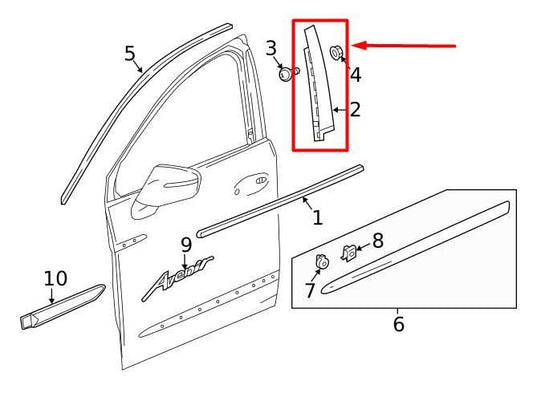 2018-24 Buick Enclave FR RH Side Door Applique Molding Cover Panel 84252226 OEM - Alshned Auto Parts