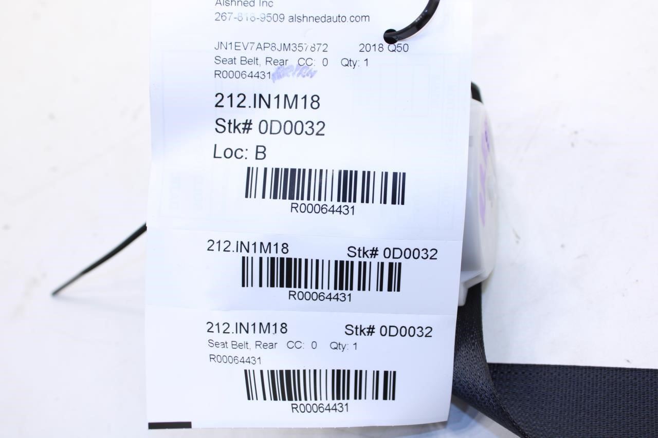 2017-23 Infiniti Q50 Luxe RWD Rear Right 2nd Row Seat Belt Retractor 88844-6HF0A - Alshned Auto Parts