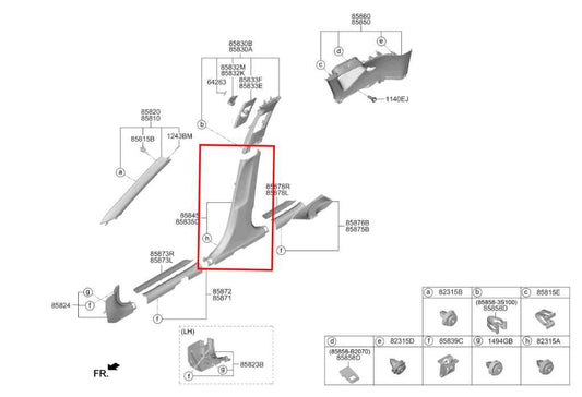 2020-2025 KIA Soul LX Center Left Side B-Pillar Lower Trim Cover 85835-K0100WK - Alshned Auto Parts