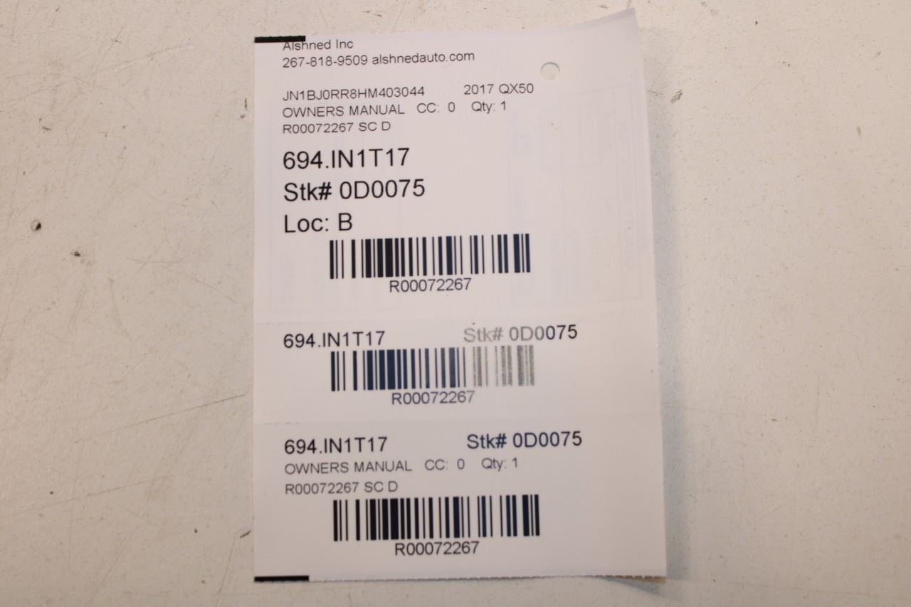 2017 Infiniti QX50 Owners Manual Set with Case R72267 *ReaD* - Alshned Auto Parts