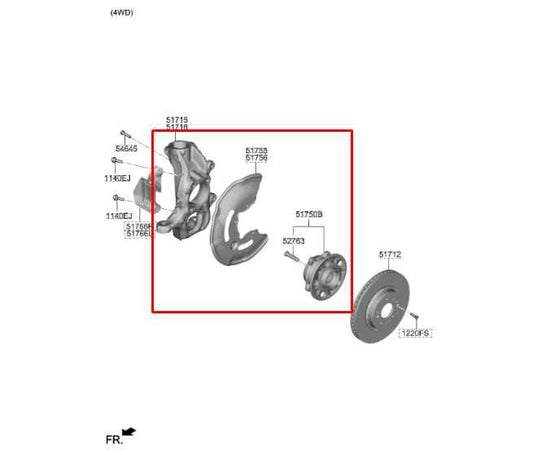 2018-2023 Kia Stinger GT1 AWD Front Left Side Spindle Knuckle Hub 51710J5600 OEM - Alshned Auto Parts
