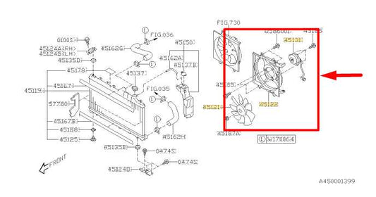 2012-16 Subaru Impreza 2.0L Left Radiator Cooling Fan Motor Assy 45122FG003 OEM - Alshned Auto Parts