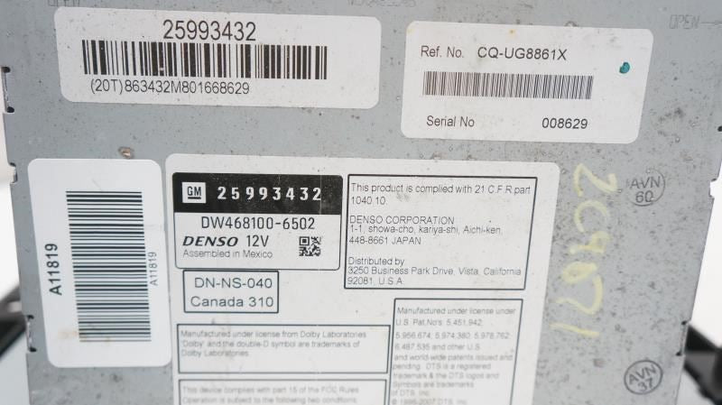 2011 Cadillac DTS AM FM CD MP3 Radio Receiver Navigation 25993432 OEM *UNLOCKED* - Alshned Auto Parts