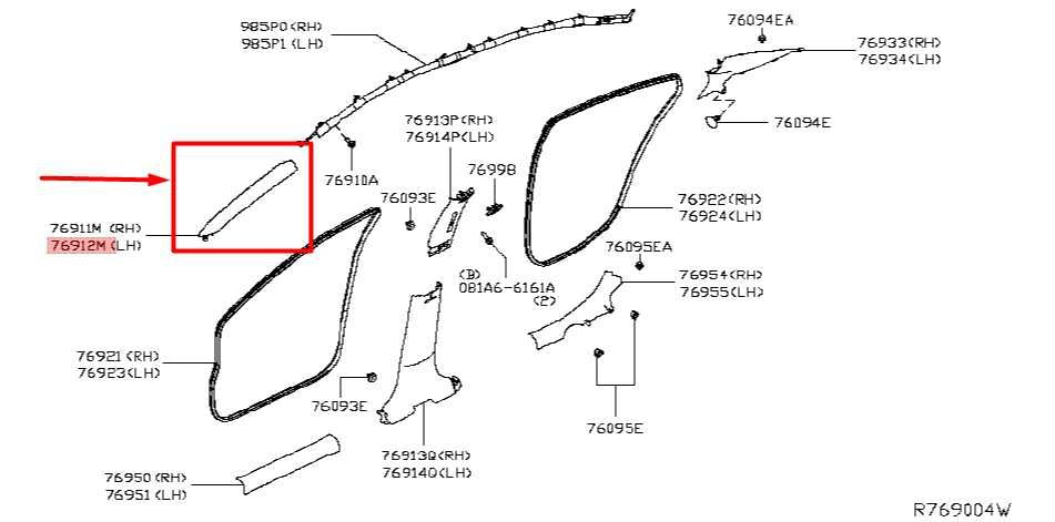 2019-24 Nissan Altima FR RH Windshield A-Pillar Trim Cover Panel 76911-6CA0A OEM - Alshned Auto Parts