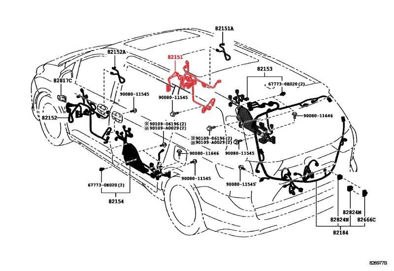 2017 Toyota Sienna Front Right Passenger Door Wire Harness 82151-08140 OEM - Alshned Auto Parts