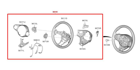 2020-2022 Kia Soul LX 2.0L FWD Steering Wheel w/ Control Buttons 56100-K0040SL2 - Alshned Auto Parts