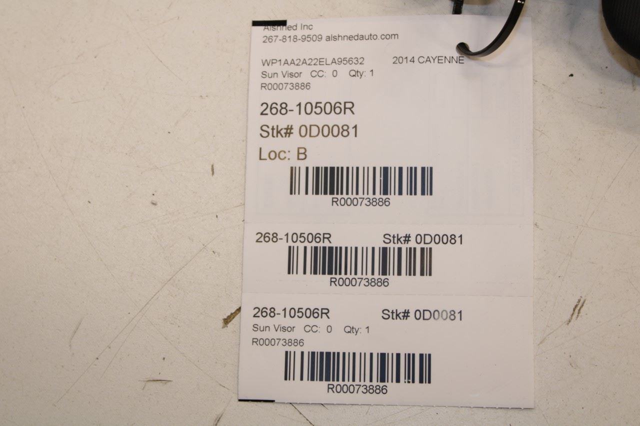2011-18 Porsche Cayenne Platinum Front RH Double Sun Visor w/ Illuminated Mirror - Alshned Auto Parts