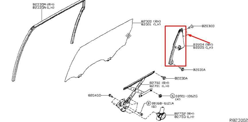 14-2020 Infiniti QX60 Rear Right Side Door Corner Trim Sash Channel 82234-3JA0B - Alshned Auto Parts