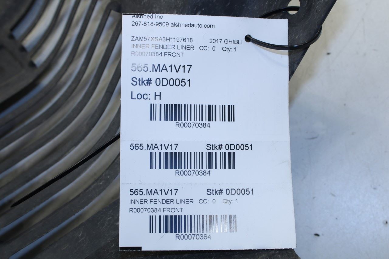 2017-20 Maserati Ghibli Front Left Side Wheelhouse Liner Splash Shield 670030232 - Alshned Auto Parts
