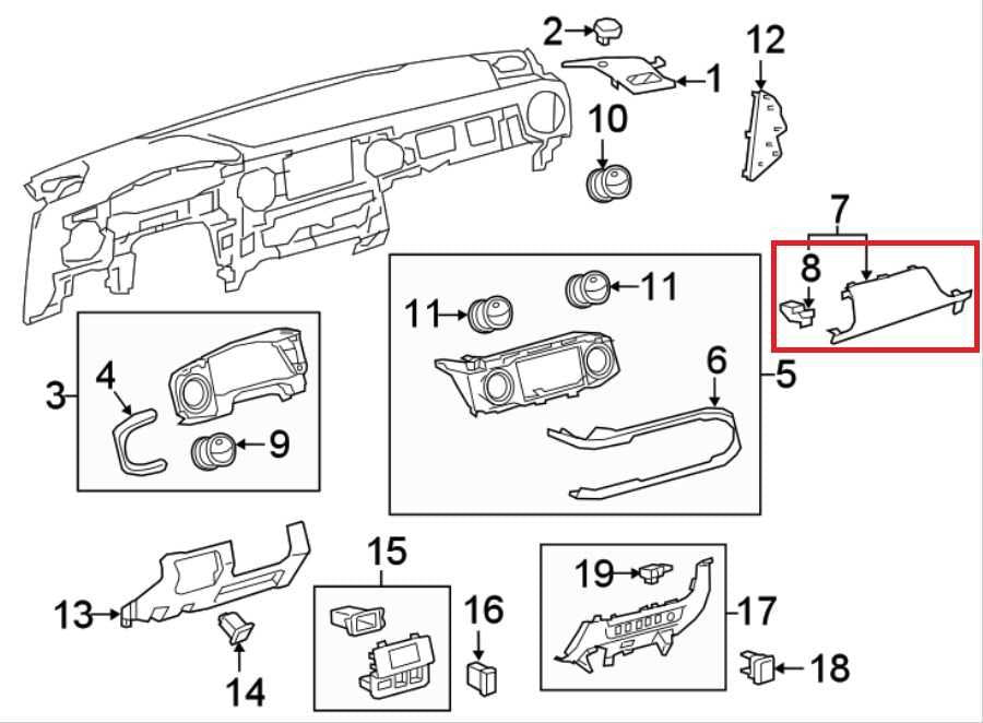 16-23 Toyota Tacoma SR5 Front Right Dash Instrument Panel Upper Trim 55012-040201