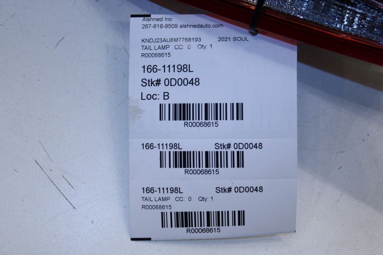 2020-2022 KIA Soul LX Rear Left Driver Side Inner Tail Light Lamp 92403-K0000 - Alshned Auto Parts