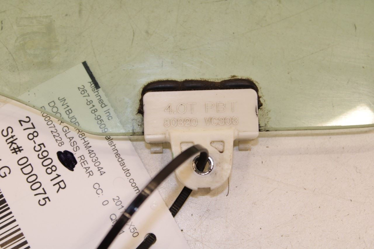 2015-2017 Infiniti QX50 Rear Right Passenger Side Door Window Glass 82300-5UB0A - Alshned Auto Parts