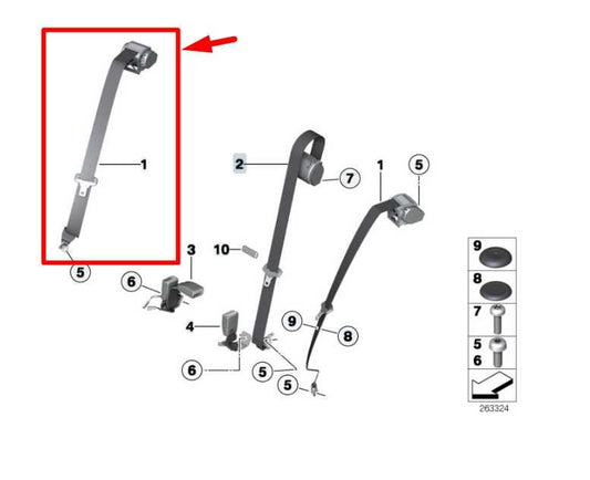 15-16 BMW 435i Gran Coupe Rear Right 2nd Row Seat Belt Retractor 72117259391 OEM - Alshned Auto Parts