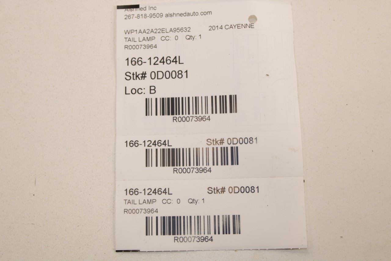 2011-2014 Porsche Cayenne Platinum Rear Left Side Tail Light Lamp 958-945-093-C - Alshned Auto Parts