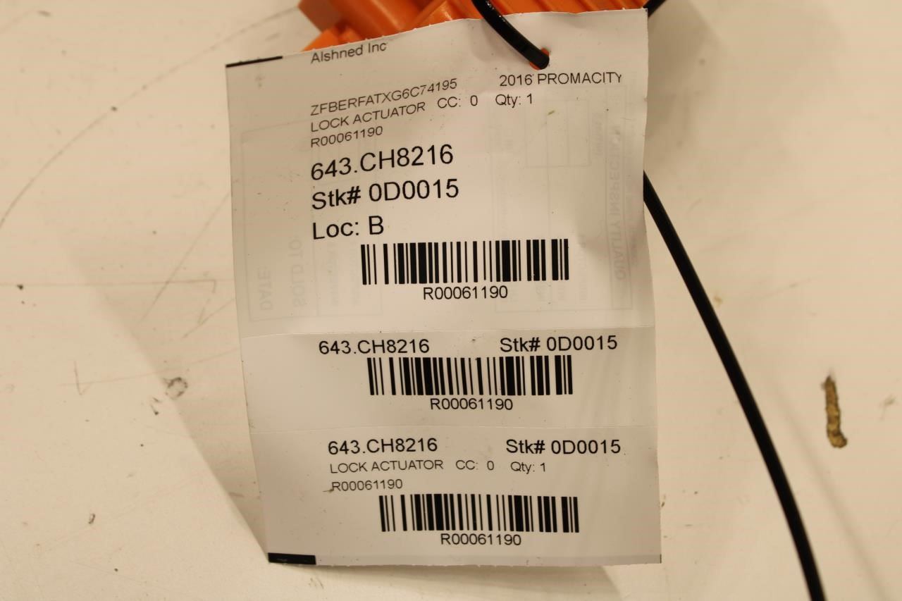 2015-2022 RAM Promaster City Rear LH Sliding Door Lock Latch Actuator 68261905AA - Alshned Auto Parts