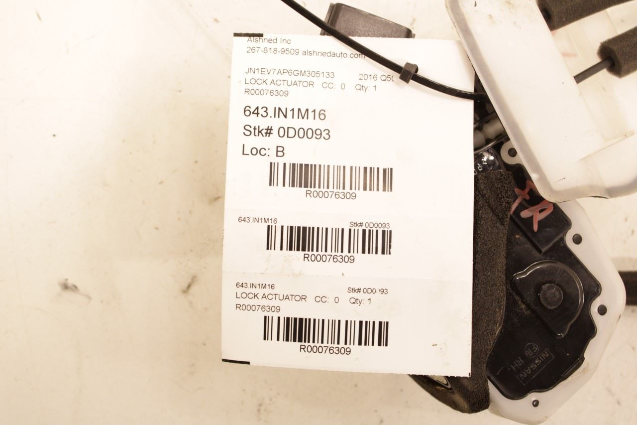 14-24 Infiniti Q50 Premium Front Right Side Door Lock Latch Actuator 80500-4HB0A - Alshned Auto Parts