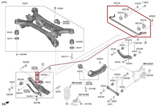 2021-25 Hyundai Santa Fe SEL AWD Rear Stabilizer Sway Anti-Roll Bar 55510-P2500 - Alshned Auto Parts