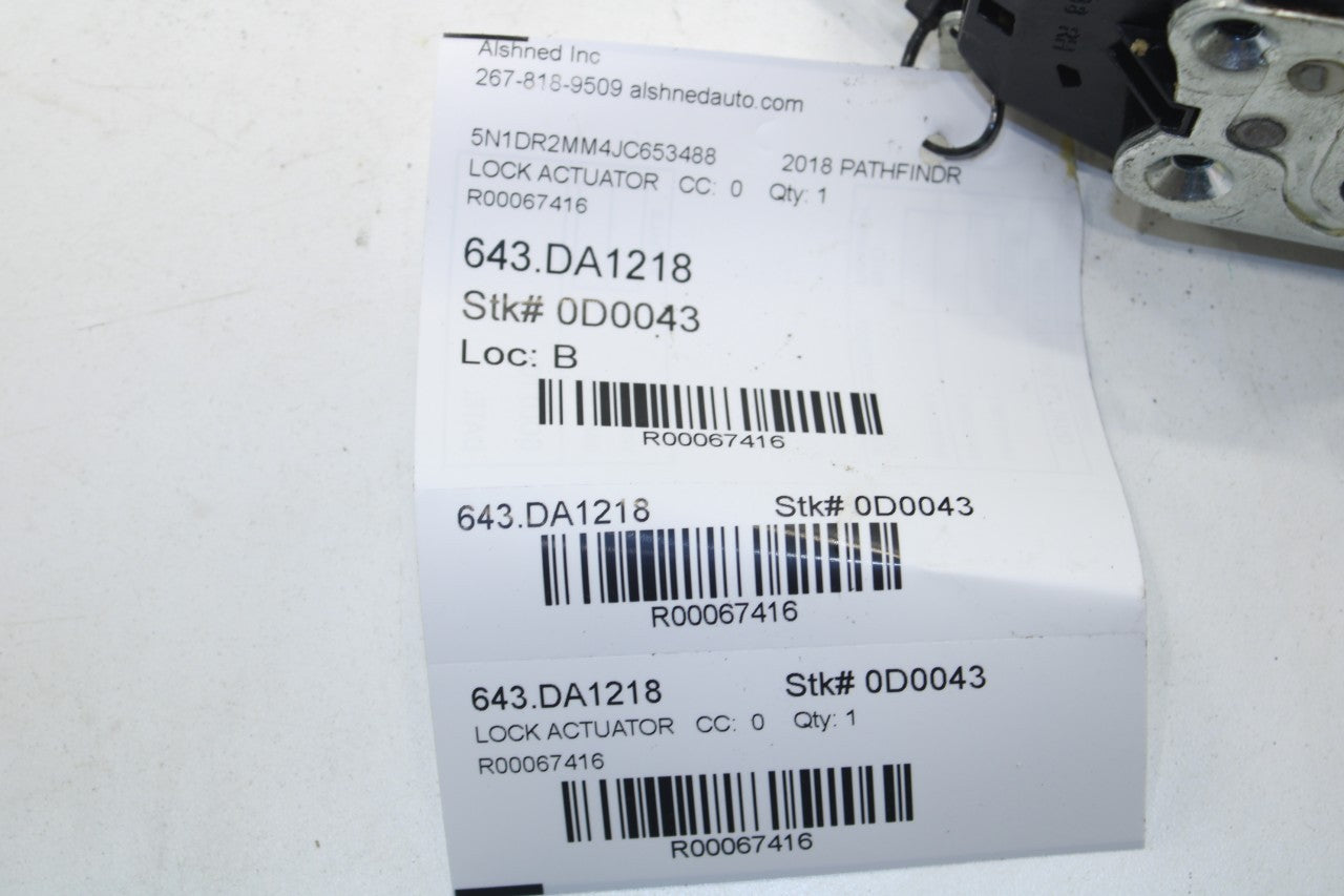 17-20 Nissan Pathfinder SV Front Right Side Door Lock Latch Actuator 80500-9PM0A - Alshned Auto Parts