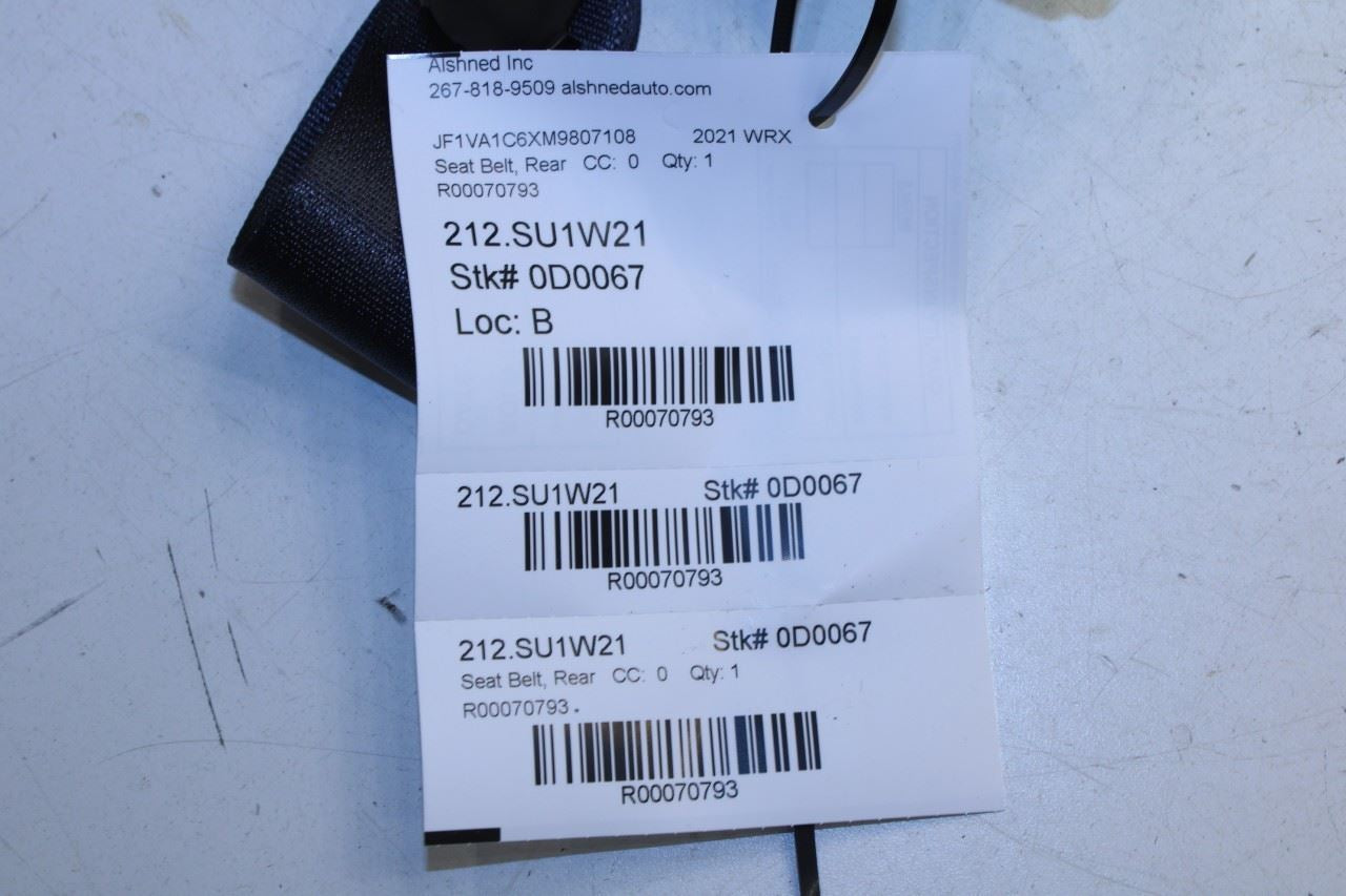 2018-2021 Subaru WRX Premium 2.0L AWD Rear Center 2nd Row Seat Belt Retractor - Alshned Auto Parts