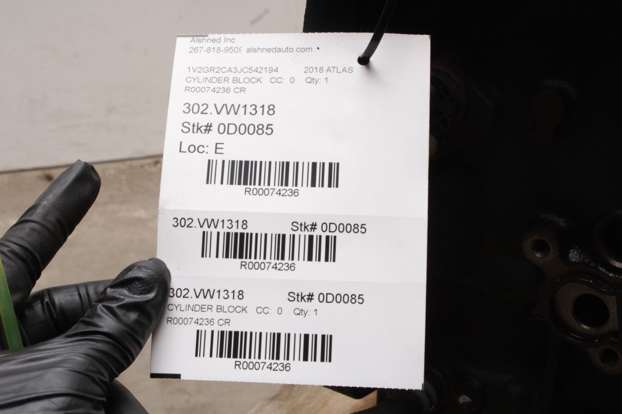 18-23 Volkswagen Atlas S 3.6L Engine Cylinder Block VIN R 5th digit 100K *ReaD* - Alshned Auto Parts