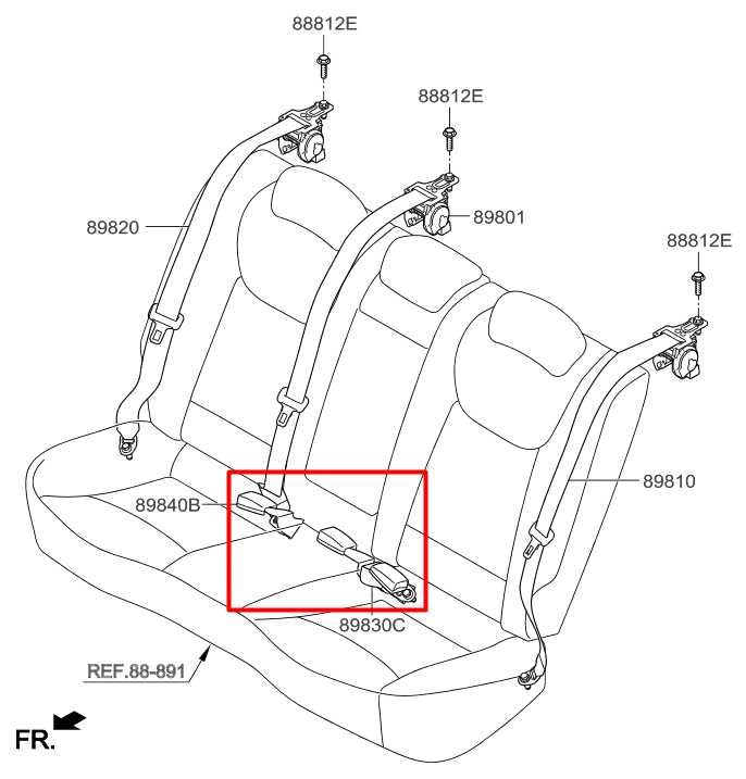 2016-20 Hyundai Elantra Rear Right Left and Center 2nd Row Seat Belt Buckle Set - Alshned Auto Parts