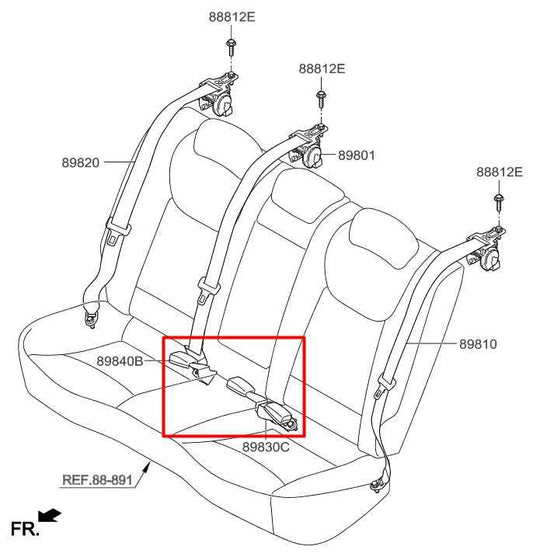 2016-20 Hyundai Elantra Rear Right Left and Center 2nd Row Seat Belt Buckle Set - Alshned Auto Parts