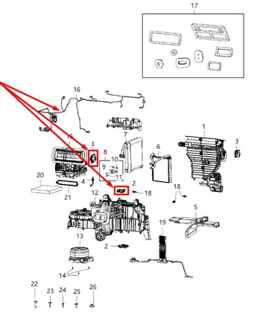 2019-2024 Ram 1500 Big Horn HVAC System Wire Harness with Blend Door Actuators - Alshned Auto Parts