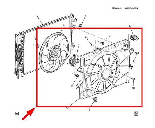 2010-2017 Chevrolet Equinox LT 2.4L Radiator Cooling Fan Motor Assy 22793637 OEM - Alshned Auto Parts