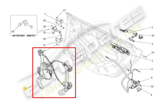 2014-16 Maserati Ghibli Rear Passenger Right Side Door Window Regulator w/ Motor - Alshned Auto Parts