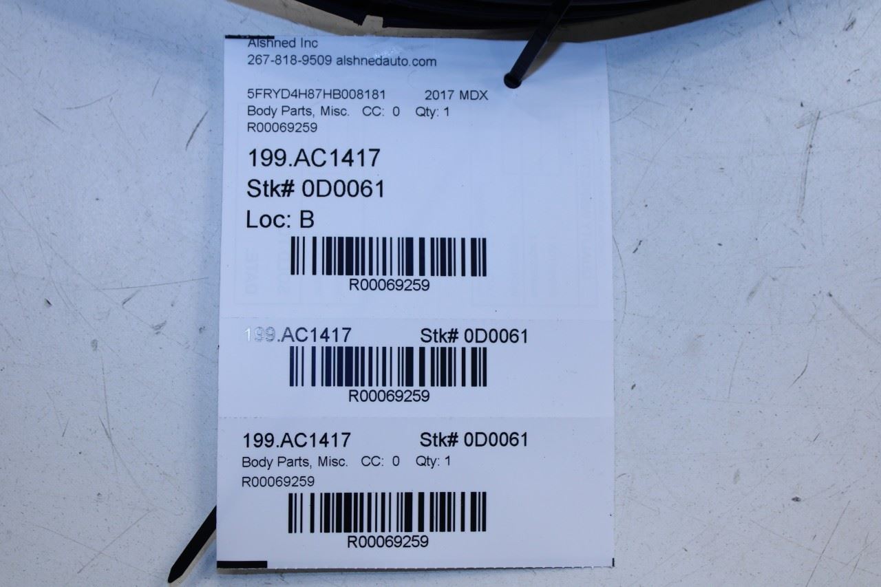 2014-2020 Acura MDX Advance Rear Right Door Weatherstrip On Body 72815-TZ5-A01 - Alshned Auto Parts
