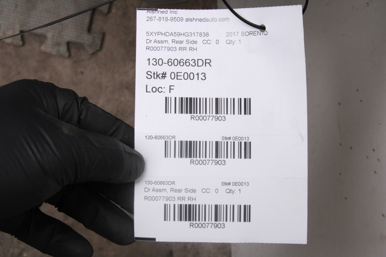 2016-2020 KIA Sorento EX Rear Right Passenger Door Shell Panel 77004-C6010 OEM - Alshned Auto Parts