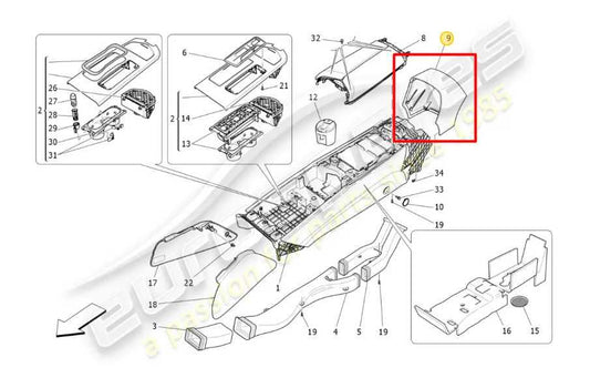 2014-2016 Maserati Ghibli S Q4 3.0L AWD Rear Center Console Back Finish Panel - Alshned Auto Parts