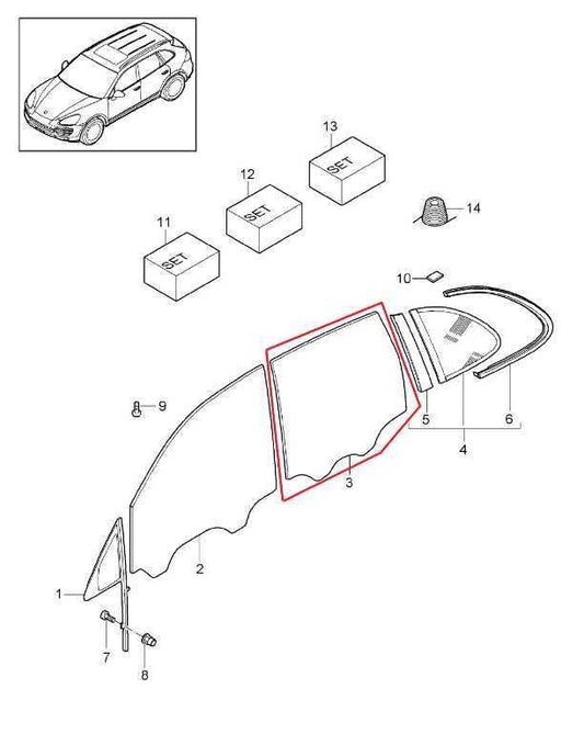 2011-2018 Porsche Cayenne S Rear Right Door Window Movable Glass 95854261201 OEM - Alshned Auto Parts
