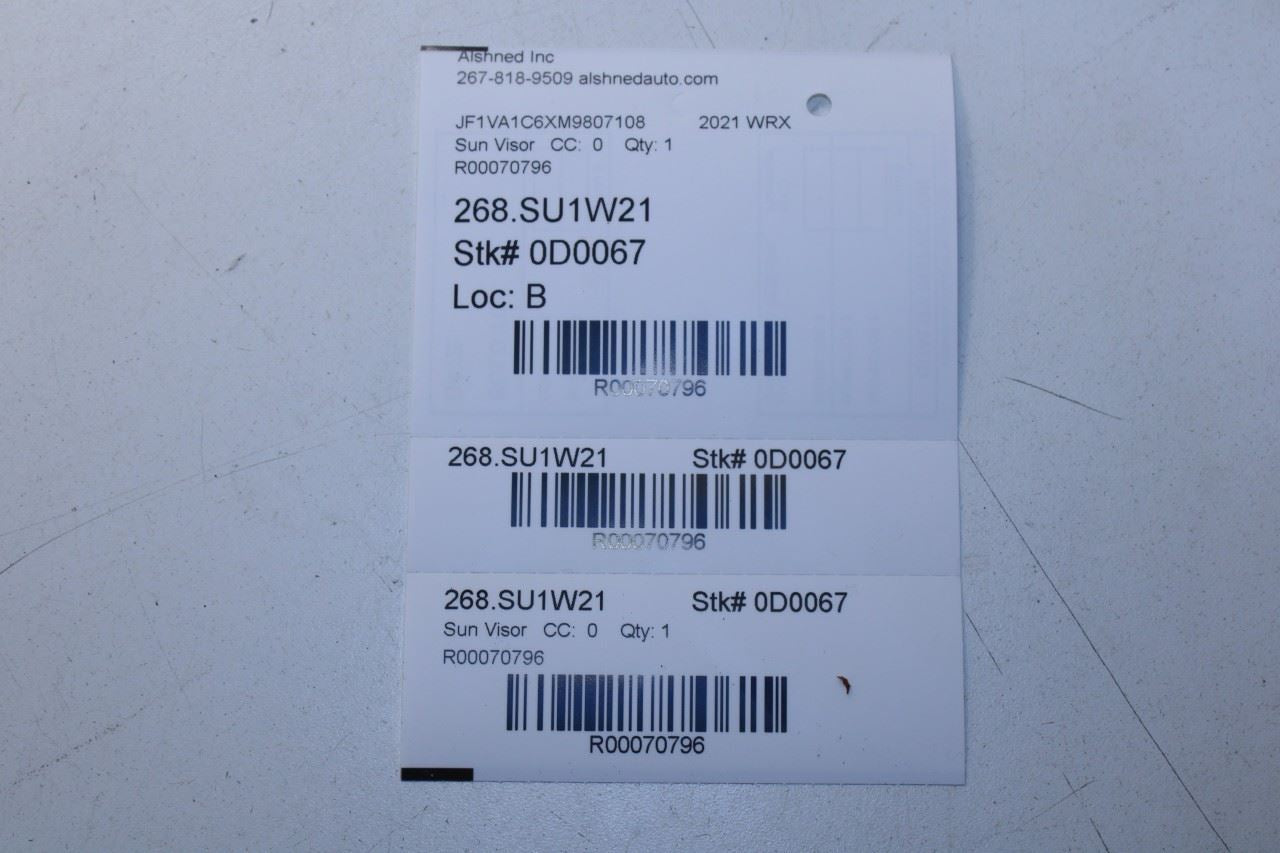 2015-21 Subaru WRX Premium Front Right and Left Sun Visor w/ Illuminated Mirror - Alshned Auto Parts